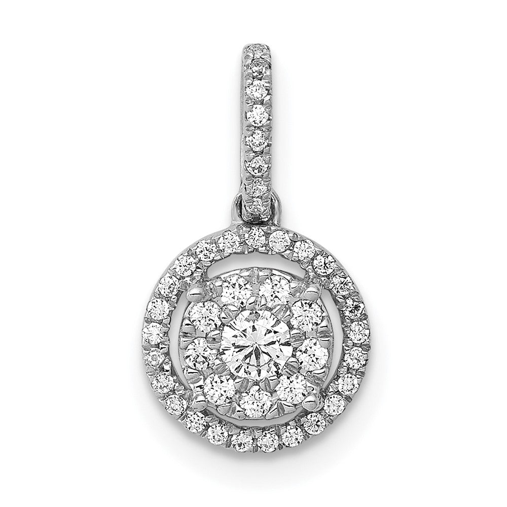 14k Weißgold 0,25 ct. Echter Diamant Rund Halo Cluster Anhänger