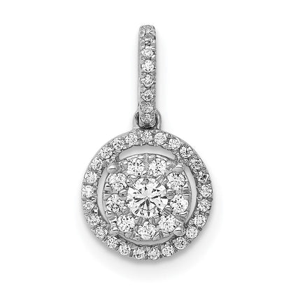 14k Weißgold 0,25 ct. Echter Diamant Rund Halo Cluster Anhänger