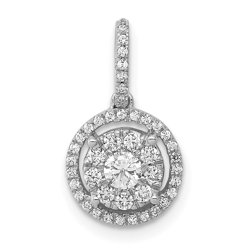 14K Weißgold Anhänger mit rundem Halo-Cluster aus 0,33 ct. echten Diamanten