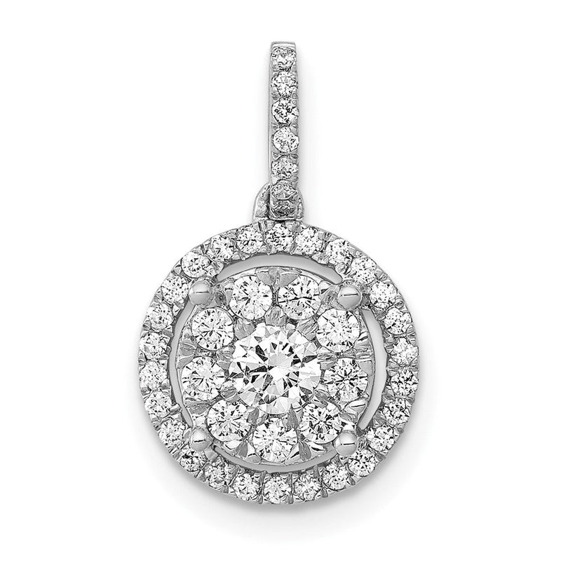 14K Weißgold Rund-Halo-Cluster-Anhänger mit 0,5 ct. echten Diamanten