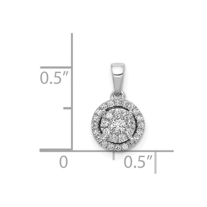 14 K Weißgold Anhänger mit 0,25 ct. echten Diamanten, rund, Halo-Cluster-Design
