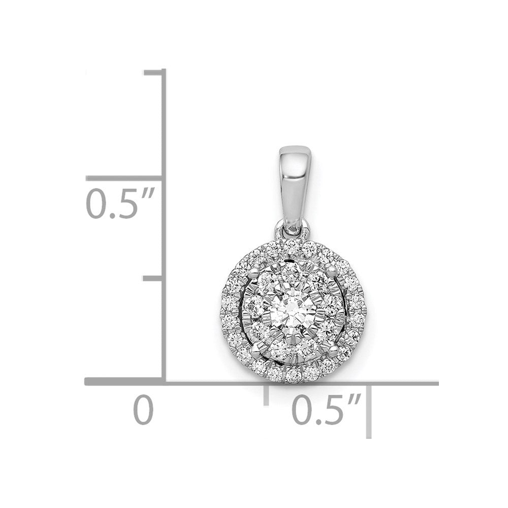 14K Weißgold 0,33 ct. Echtdiamant Rund Halo Cluster Anhänger