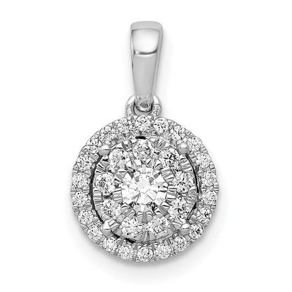 14K Weißgold 0,33 ct. Echtdiamant Rund Halo Cluster Anhänger