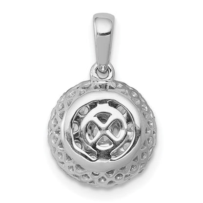 14 Karat Weißgold Anhänger mit 0,5 ct. echten Diamanten, rundem Halo-Cluster-Design