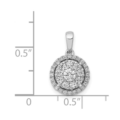 14 Karat Weißgold Anhänger mit 0,5 ct. echten Diamanten, rundem Halo-Cluster-Design