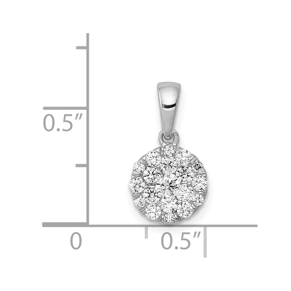 14K Weißgold 0,5 ct. Echtdiamant-Kreis-Cluster-Anhänger