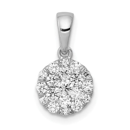 14K Weißgold 0,5 ct. Echtdiamant-Kreis-Cluster-Anhänger