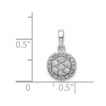 14 K Weißgold Anhänger mit rundem Diamant-Cluster im Halo-Design, 0,25 ct., echter Diamant