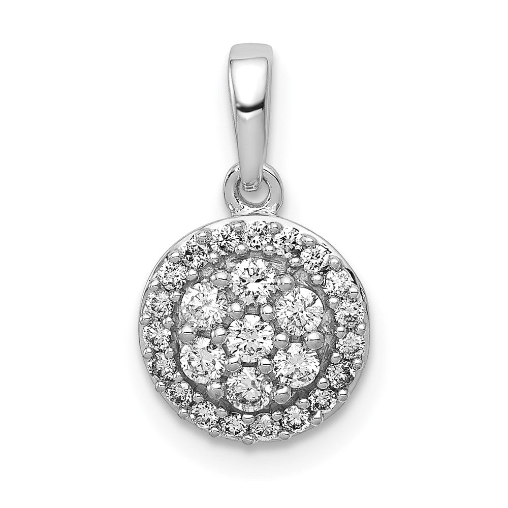 14 K Weißgold Anhänger mit rundem Diamant-Cluster im Halo-Design, 0,25 ct., echter Diamant