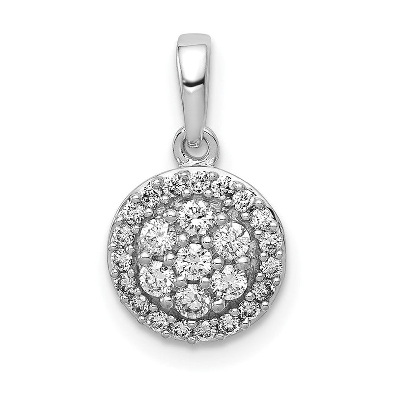14 K Weißgold Anhänger mit rundem Diamant-Cluster im Halo-Design, 0,25 ct., echter Diamant