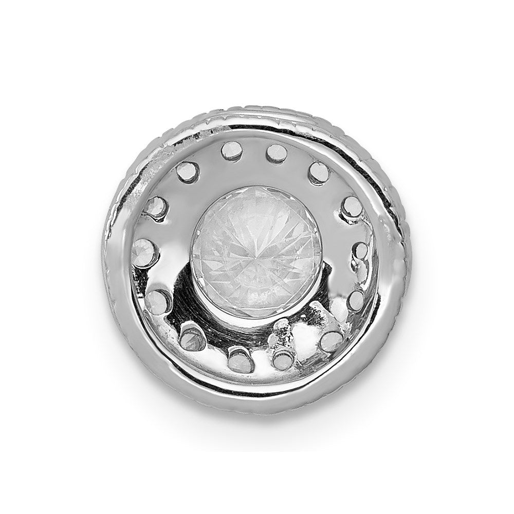 14K Weißgold 4.7mm Mittig Echt Diamant Halbfassung Kette Anhänger