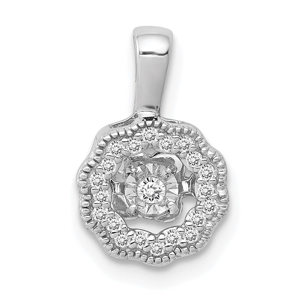 14K Weißgold Anhänger mit 0,10 ct. lebendig beweglichem echtem Diamant
