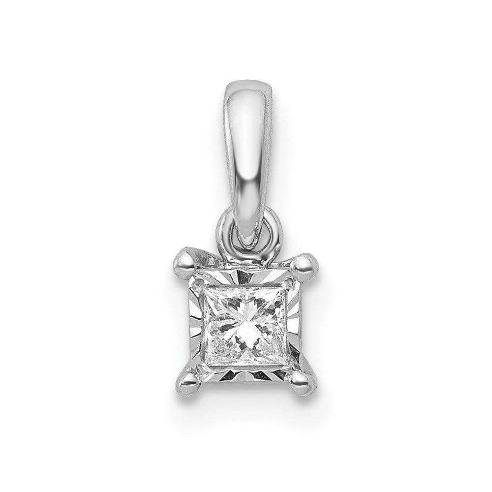 14 Karat Weißgold 0,1 ct. Echtdiamant-Anhänger, quadratisch