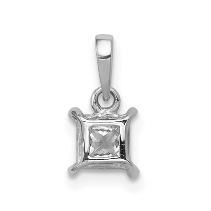 14K Weißgold Quadratischer Anhänger mit 0,2 ct. echtem Diamant