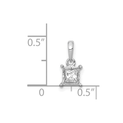 14K Weißgold Quadratischer Anhänger mit 0,2 ct. echtem Diamant