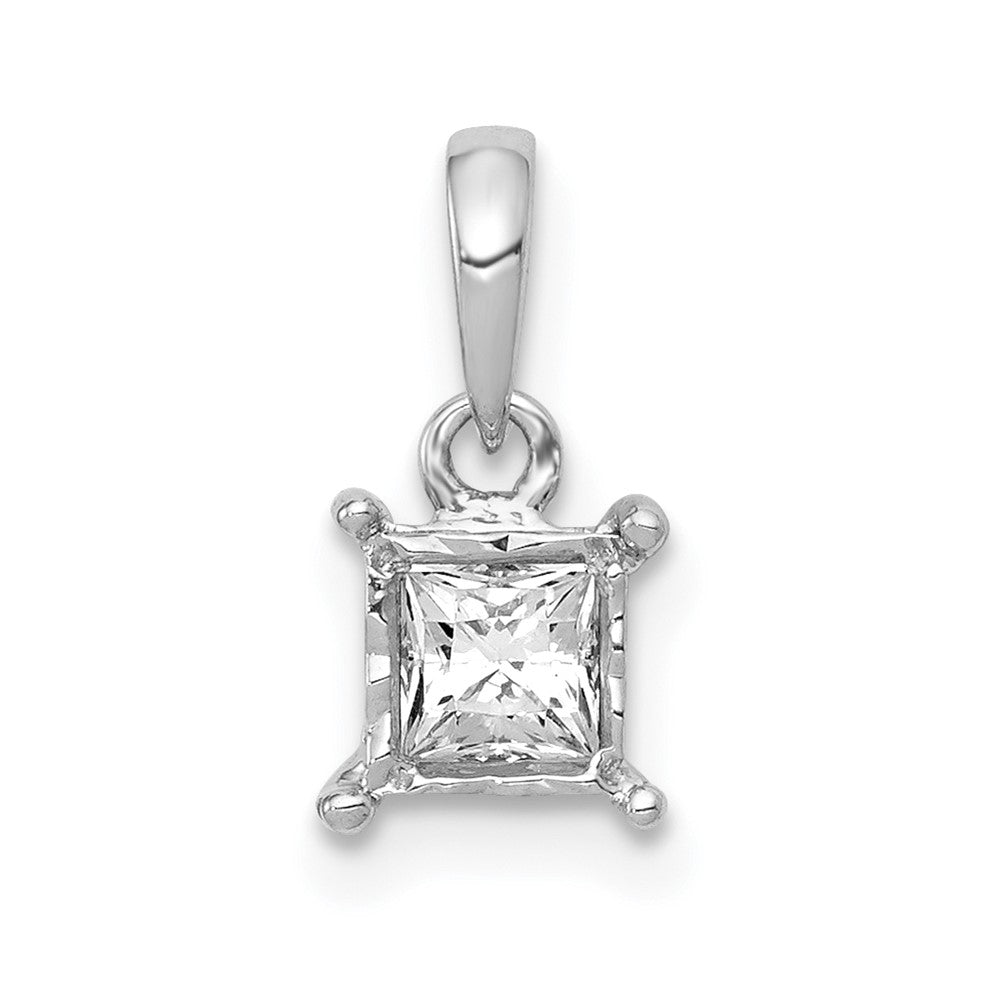 14K Weißgold Quadratischer Anhänger mit 0,2 ct. echtem Diamant