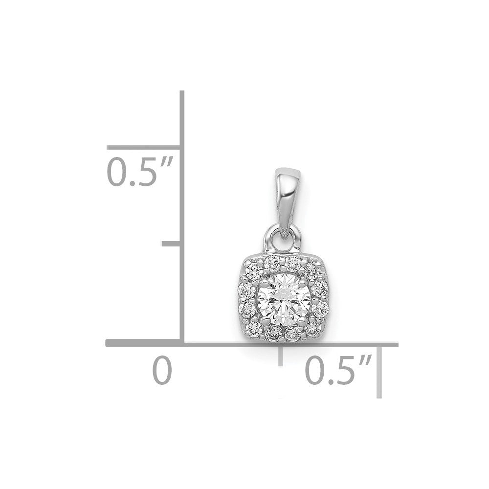 14K Weißgold Anhänger mit 0,33 ct. echten Diamanten, quadratisches Cluster-Design