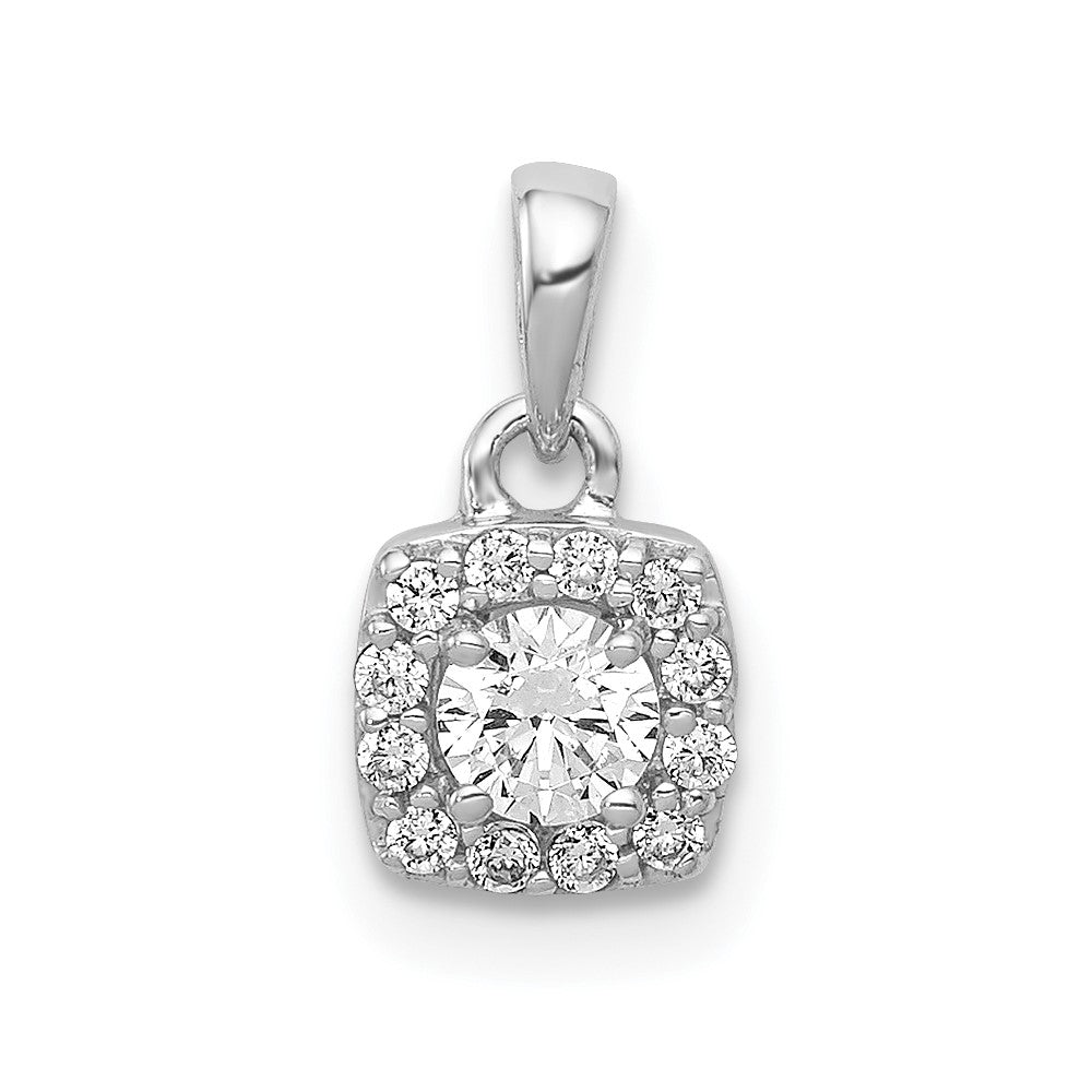 14K Weißgold Anhänger mit 0,33 ct. echten Diamanten, quadratisches Cluster-Design