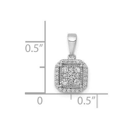 10K Weißgold 1/4ct. Diamant Quadratisch Cluster Anhänger
