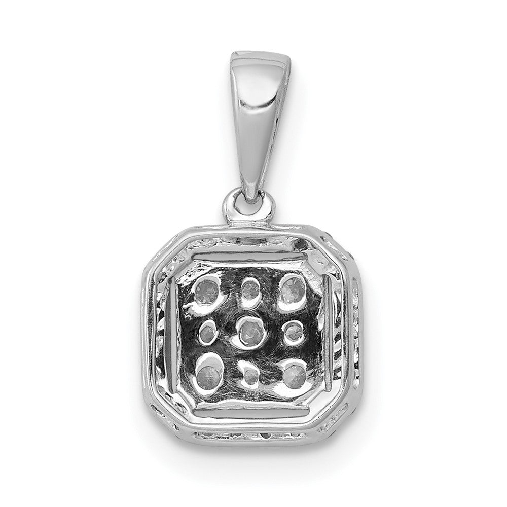 14K Weißgold 0,25 ct. Echter Diamant-Quadrat-Cluster-Anhänger