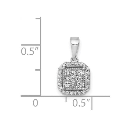 14K Weißgold 0,25 ct. Echter Diamant-Quadrat-Cluster-Anhänger