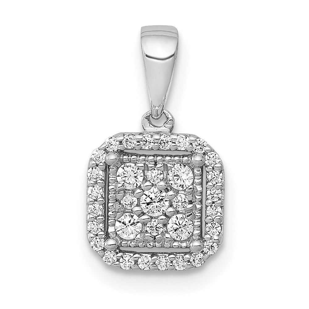 14K Weißgold 0,25 ct. Echter Diamant-Quadrat-Cluster-Anhänger