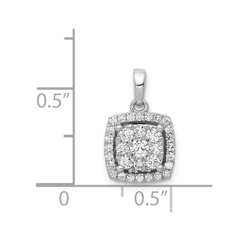 14K Weißgold 0,5 ct. Echter Diamant Quadrat-Cluster-Anhänger