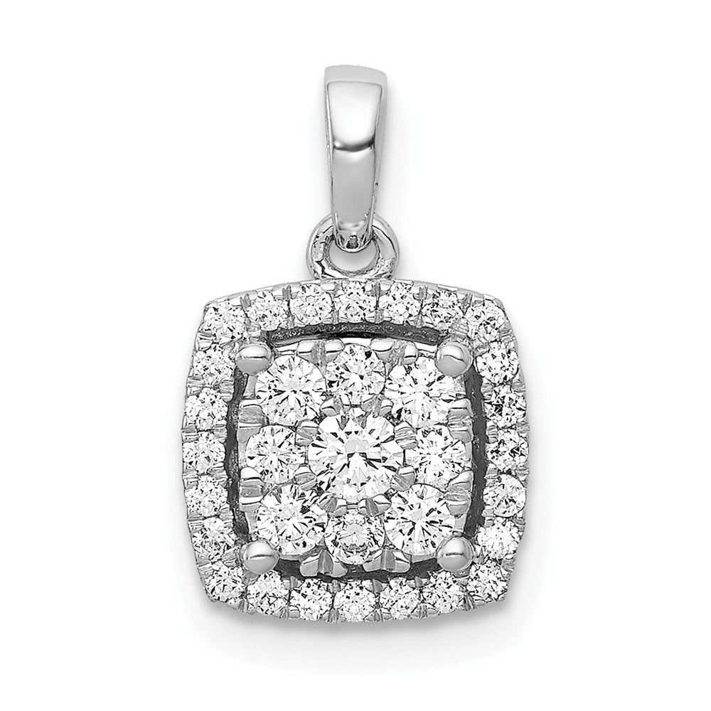 14K Weißgold 0,5 ct. Echter Diamant Quadrat-Cluster-Anhänger