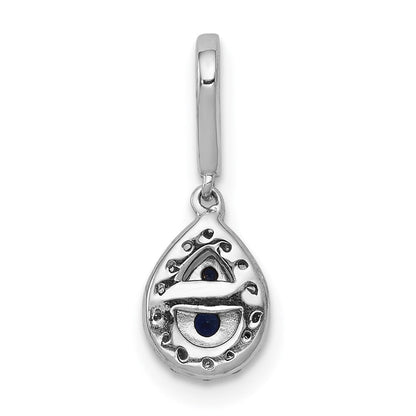 14K Weißgold Tropfen-Anhänger mit 0,25 ct. echten blau-weißen Diamanten