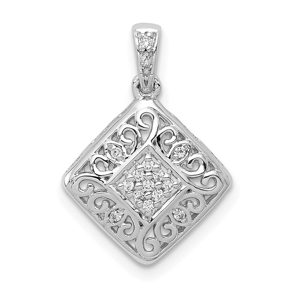 14k Weißgold 0,067 ct. Echtdiamant-Anhänger, Fancy-Design