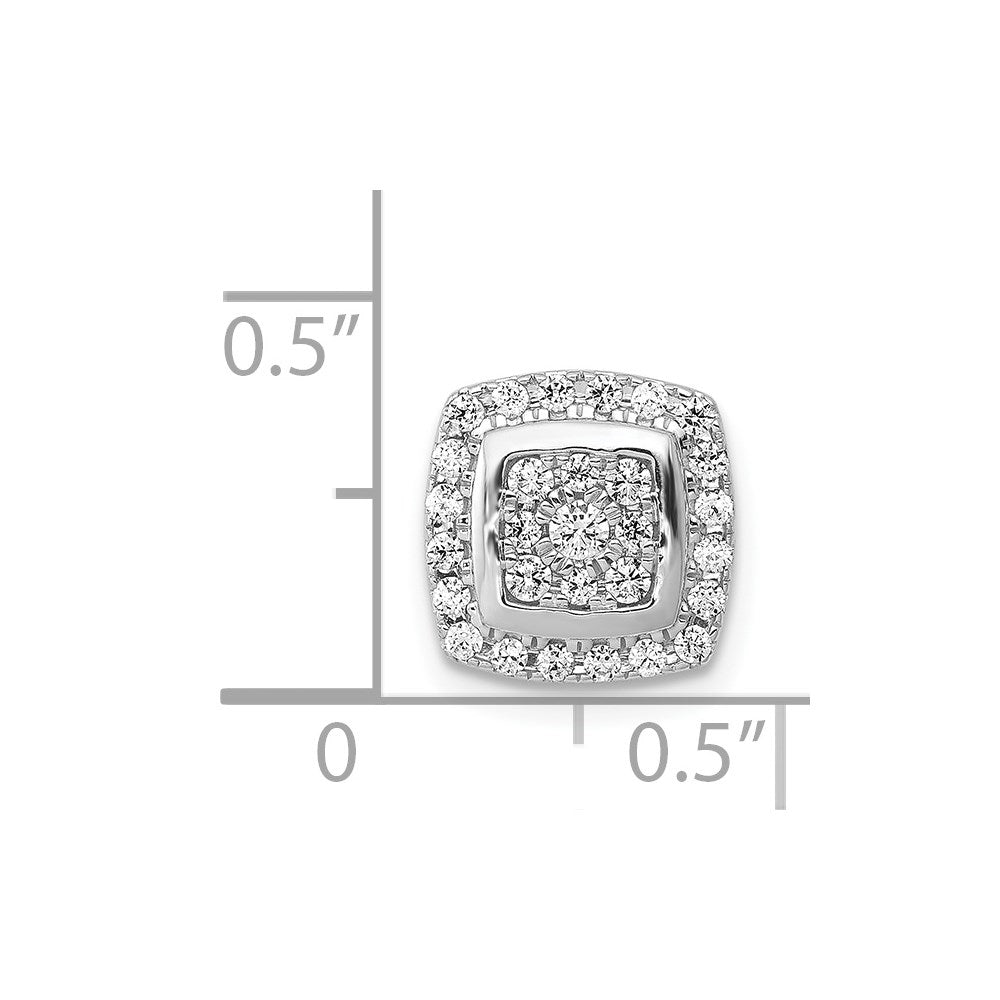 14K Weißgold Diamant-Cluster-Anhänger, quadratisch, 0,33 ct., zum Aufgleiten auf Ketten, echte Diamanten