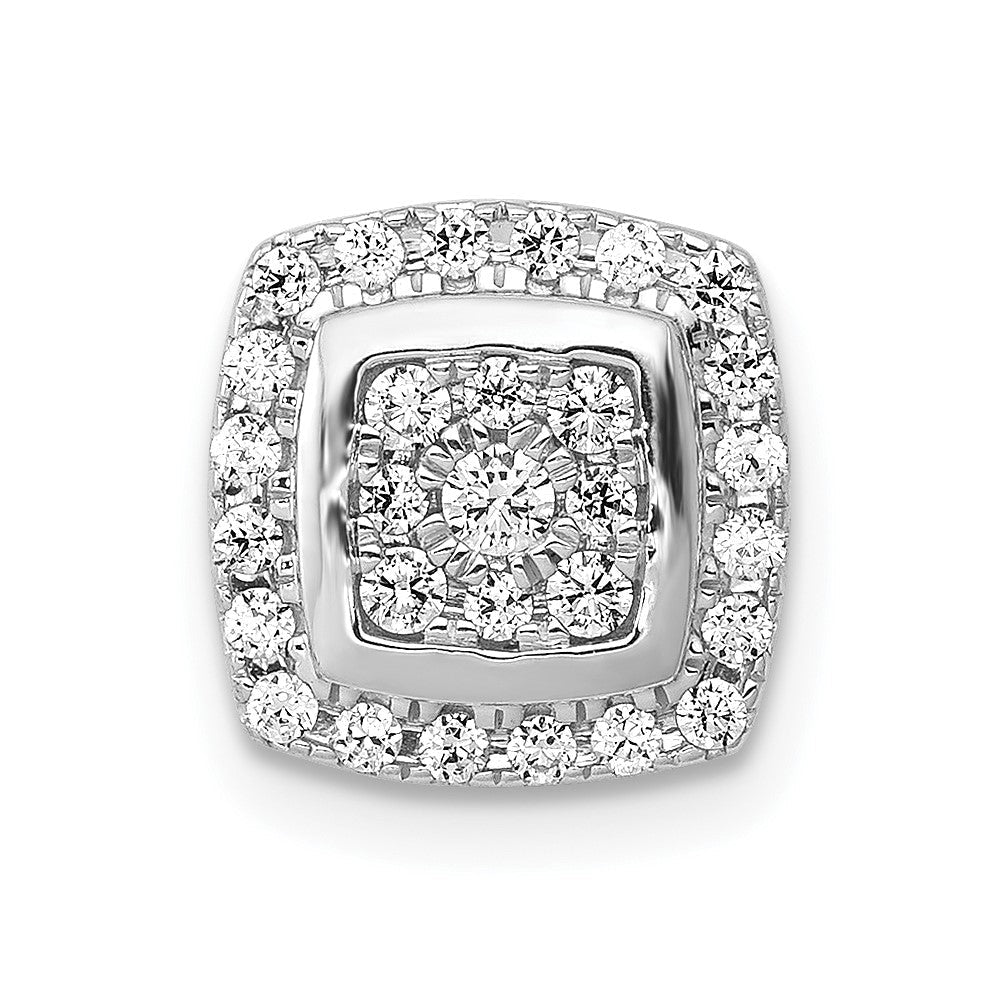 14K Weißgold Diamant-Cluster-Anhänger, quadratisch, 0,33 ct., zum Aufgleiten auf Ketten, echte Diamanten