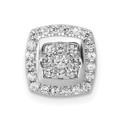 14K Weißgold Diamant-Cluster-Anhänger, quadratisch, 0,33 ct., zum Aufgleiten auf Ketten, echte Diamanten