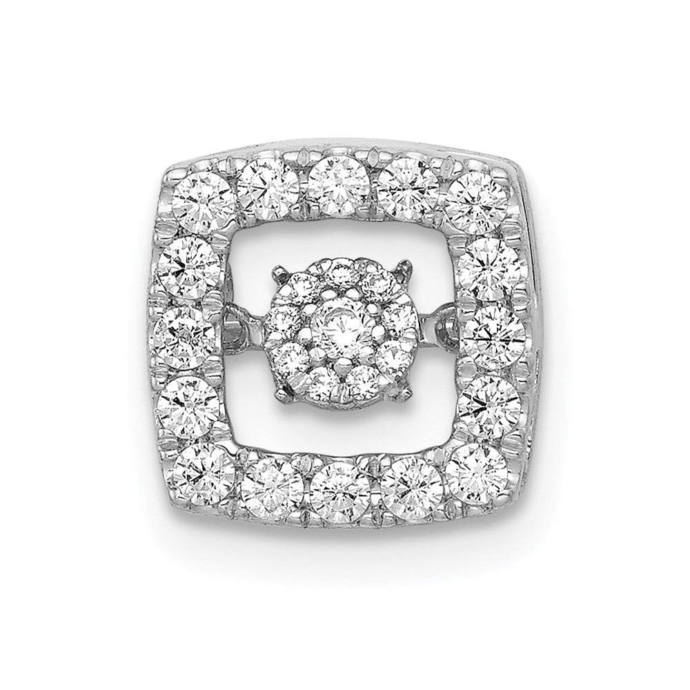 14K Weißgold 3/8ct. Lebhaft Moving Echt Diamant Quadratisch Kette Anhänger