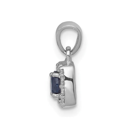 14K Weißgold Quadratanhänger mit 0,33 ct. blau-weißen echten Diamanten