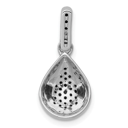 14K Weißgold Tropfenanhänger mit 0,25 ct. echtem schwarzem Diamant