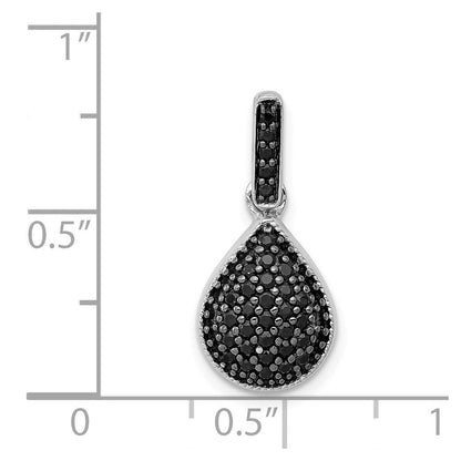 14K Weißgold Tropfenanhänger mit 0,25 ct. echtem schwarzem Diamant