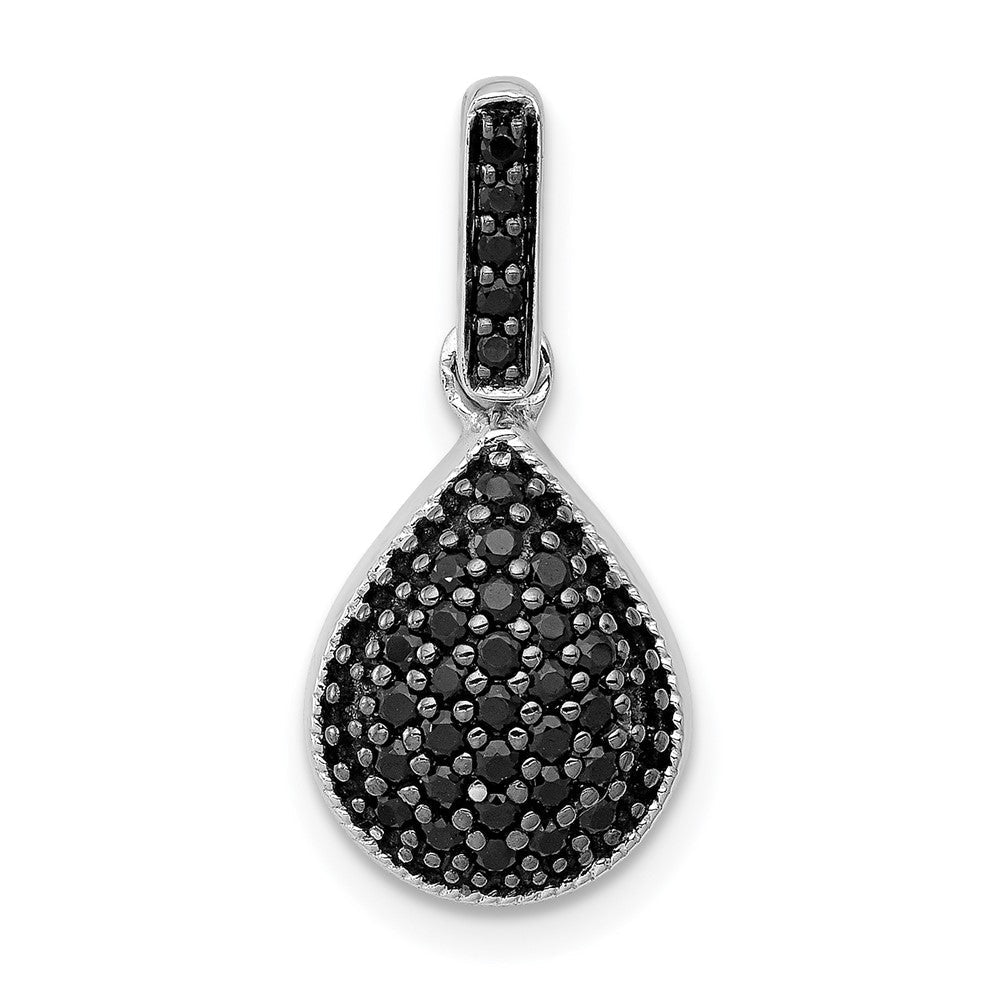 14K Weißgold Tropfenanhänger mit 0,25 ct. echtem schwarzem Diamant
