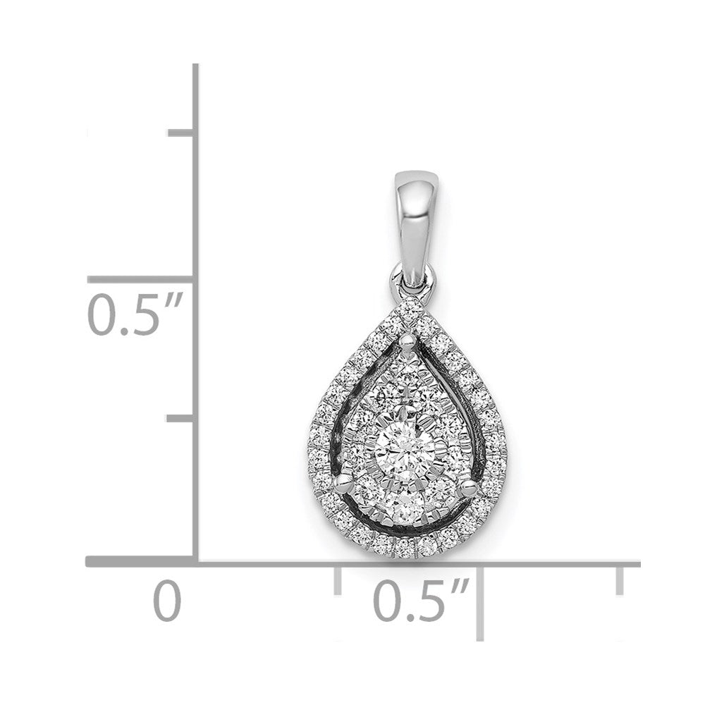 14K Weißgold Diamant-Tropfen-Anhänger, echter Diamant