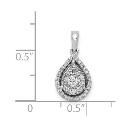 14K Weißgold Diamant-Tropfen-Anhänger, echter Diamant