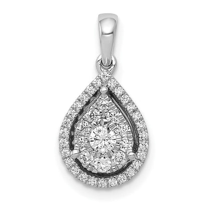 14K Weißgold Diamant-Tropfen-Anhänger, echter Diamant