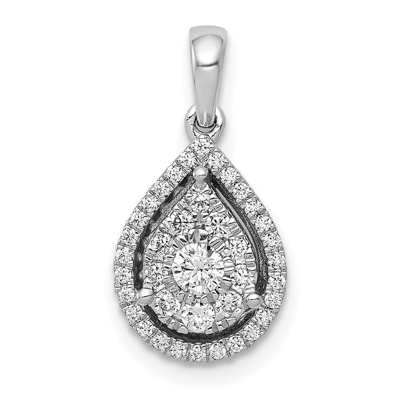 14K Weißgold Diamant-Tropfen-Anhänger, echter Diamant