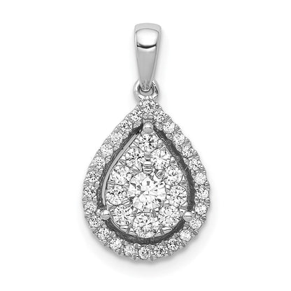 14K Weißgold Anhänger in Tropfenform mit 0,5 ct. echten Diamanten