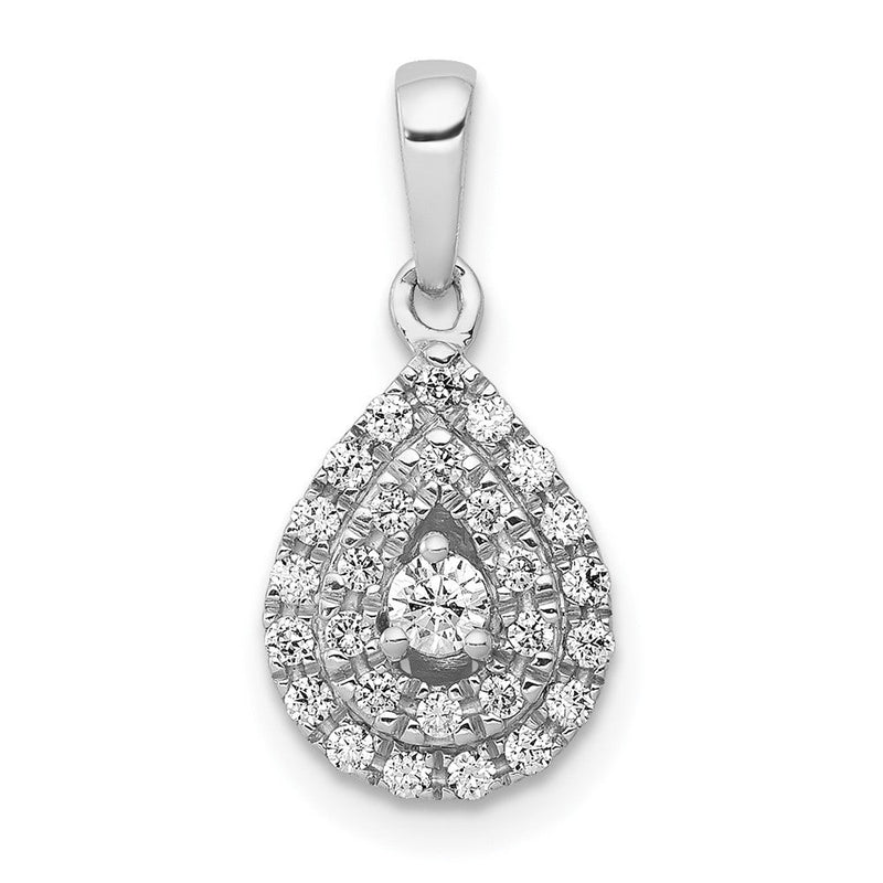 14K Weißgold Tropfenanhänger mit 0,25 ct. echtem Diamanten