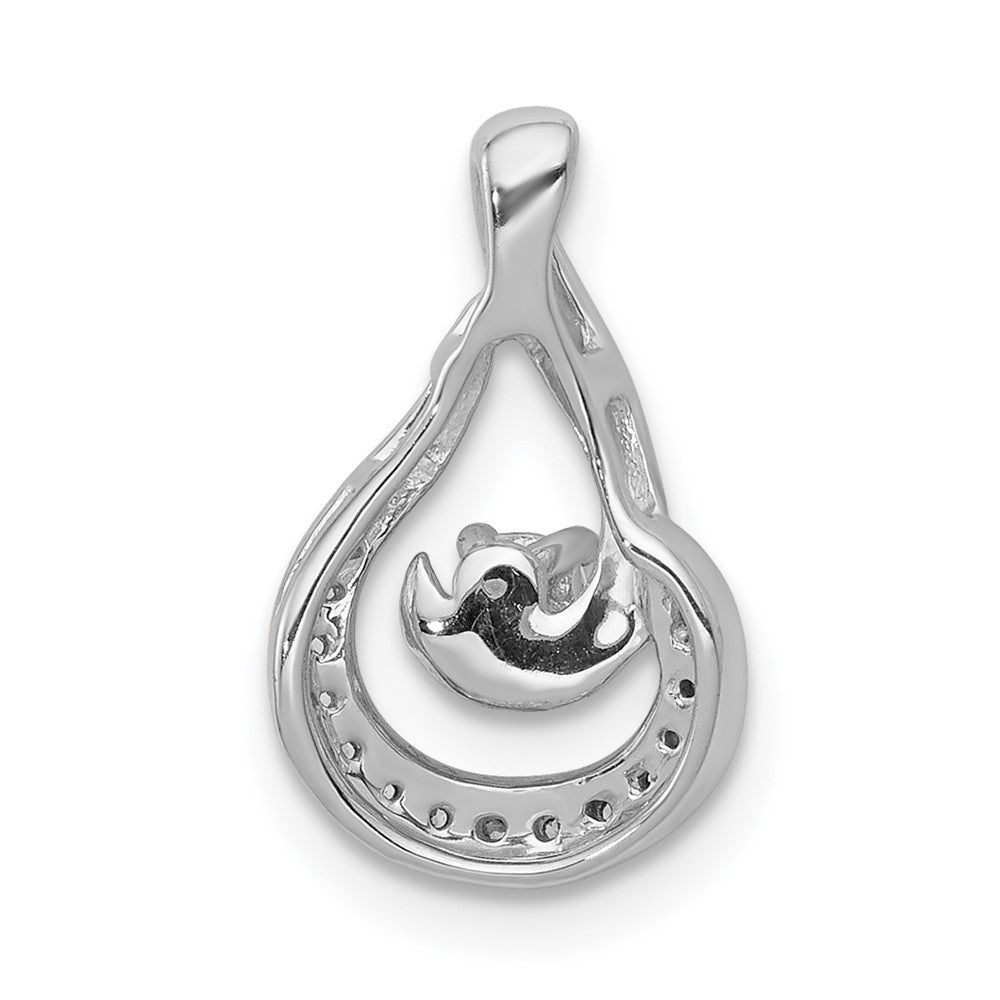 14K Weißgold 1/8ct. Echt Diamant Tropfen Kette Anhänger