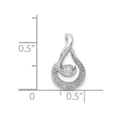 14K Weißgold 1/8ct. Echt Diamant Tropfen Kette Anhänger