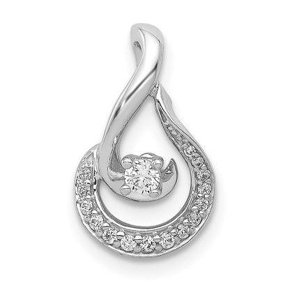 14K Weißgold 1/8ct. Echt Diamant Tropfen Kette Anhänger