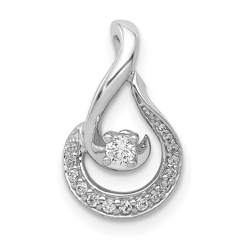 14K Weißgold 1/8ct. Echt Diamant Tropfen Kette Anhänger