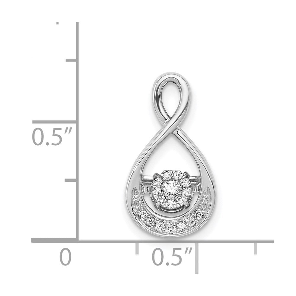 14K Weißgold 0,1 ct. Lebendiger Beweglicher Echter Diamant Tropfen-Ketten-Gleitanhänger