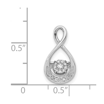 14K Weißgold 0,1 ct. Lebendiger Beweglicher Echter Diamant Tropfen-Ketten-Gleitanhänger